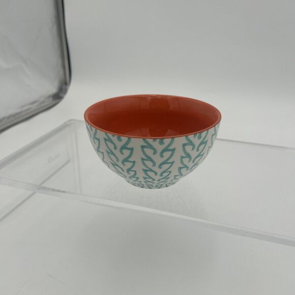 Baum Brothers Tangiers Turquoise and Orange ~ Ceramic Stoneware Soup Cereal Bowl - Picture 8 of 10